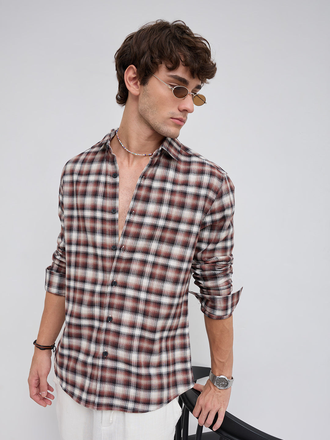 Brown & Ivory Shadow Checks Shirt