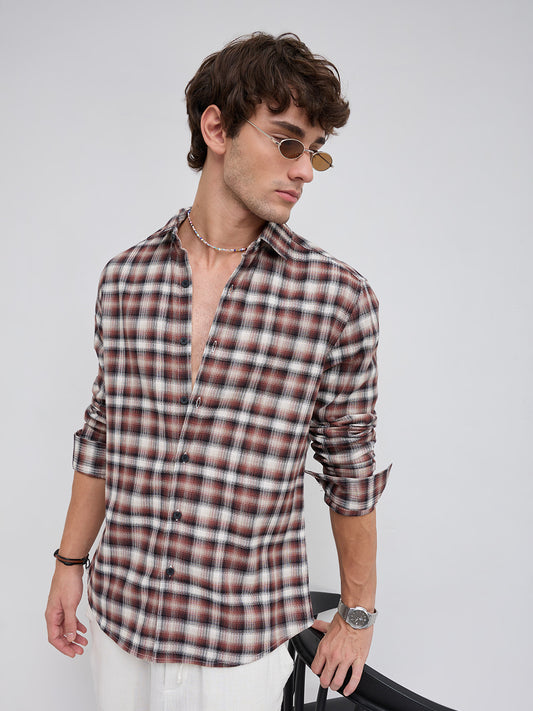 Brown & Ivory Shadow Checks Shirt