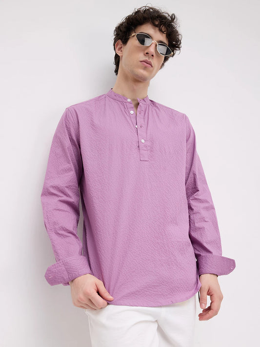 Crushed Fuchsia Pink Textured Kurta