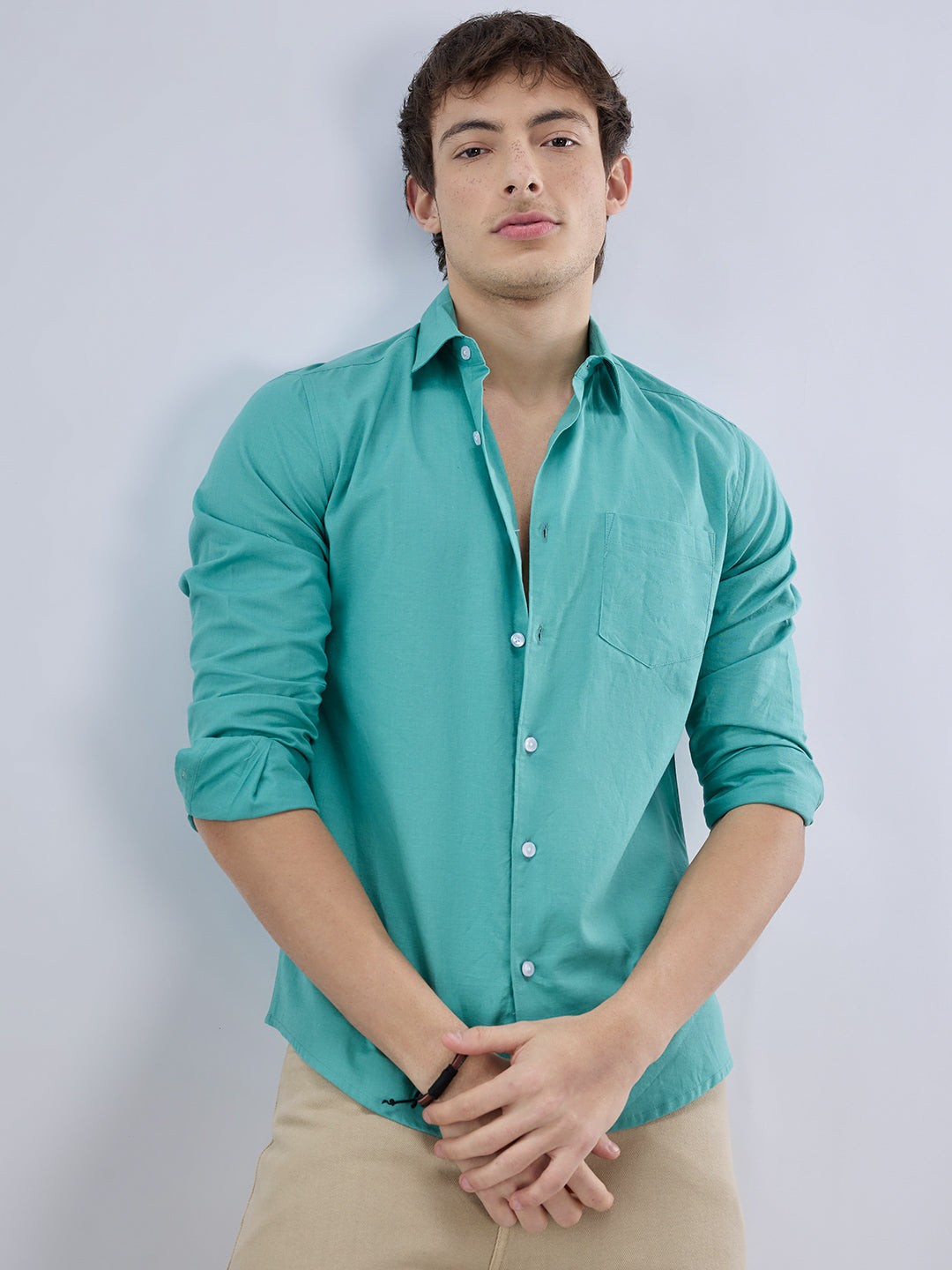 Pine Green Slub Textured Everyday Shirt