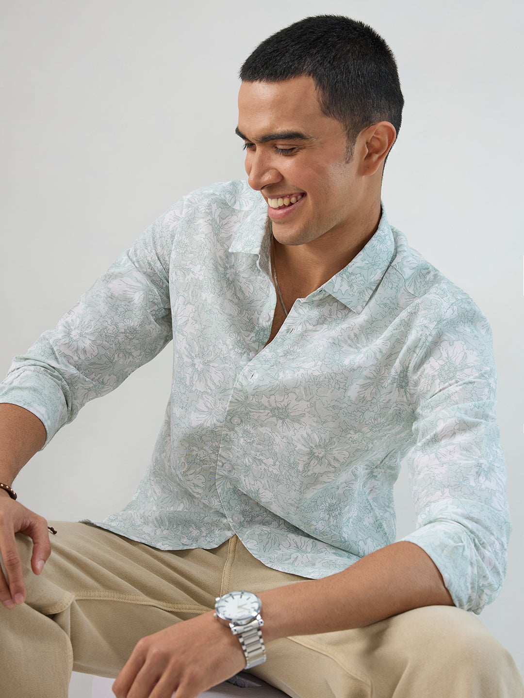 Pastel Green Floral Bloom Shirt