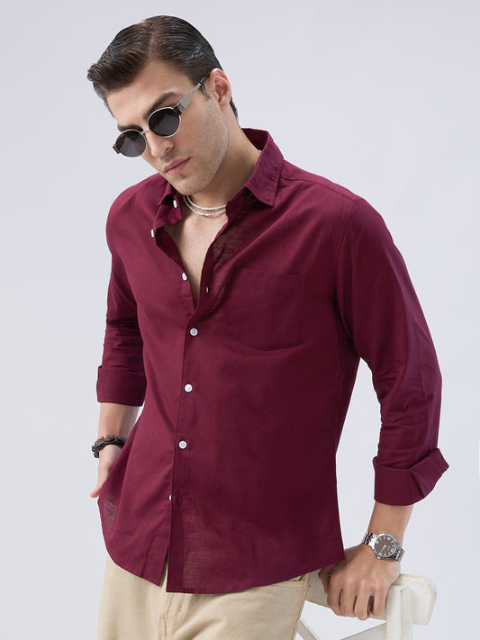 Deep Maroon Slub Essence Shirt