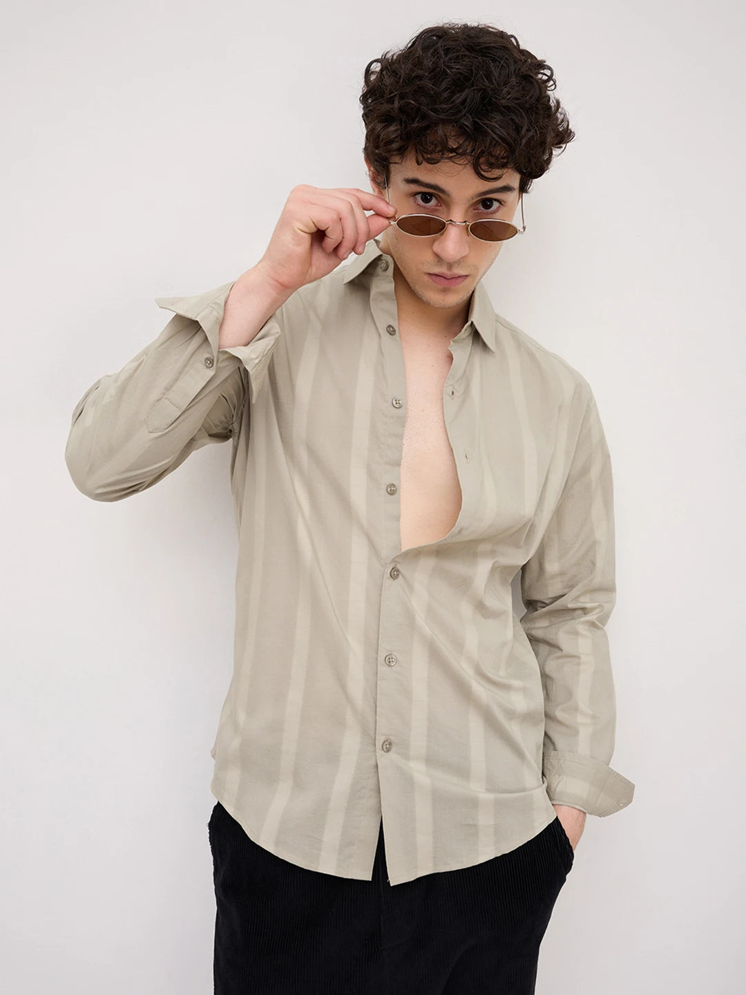 Sage Green Framework Textured Shirt