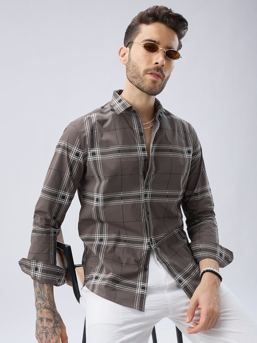 Ash Grey Everyday Plaid Checks Shirt