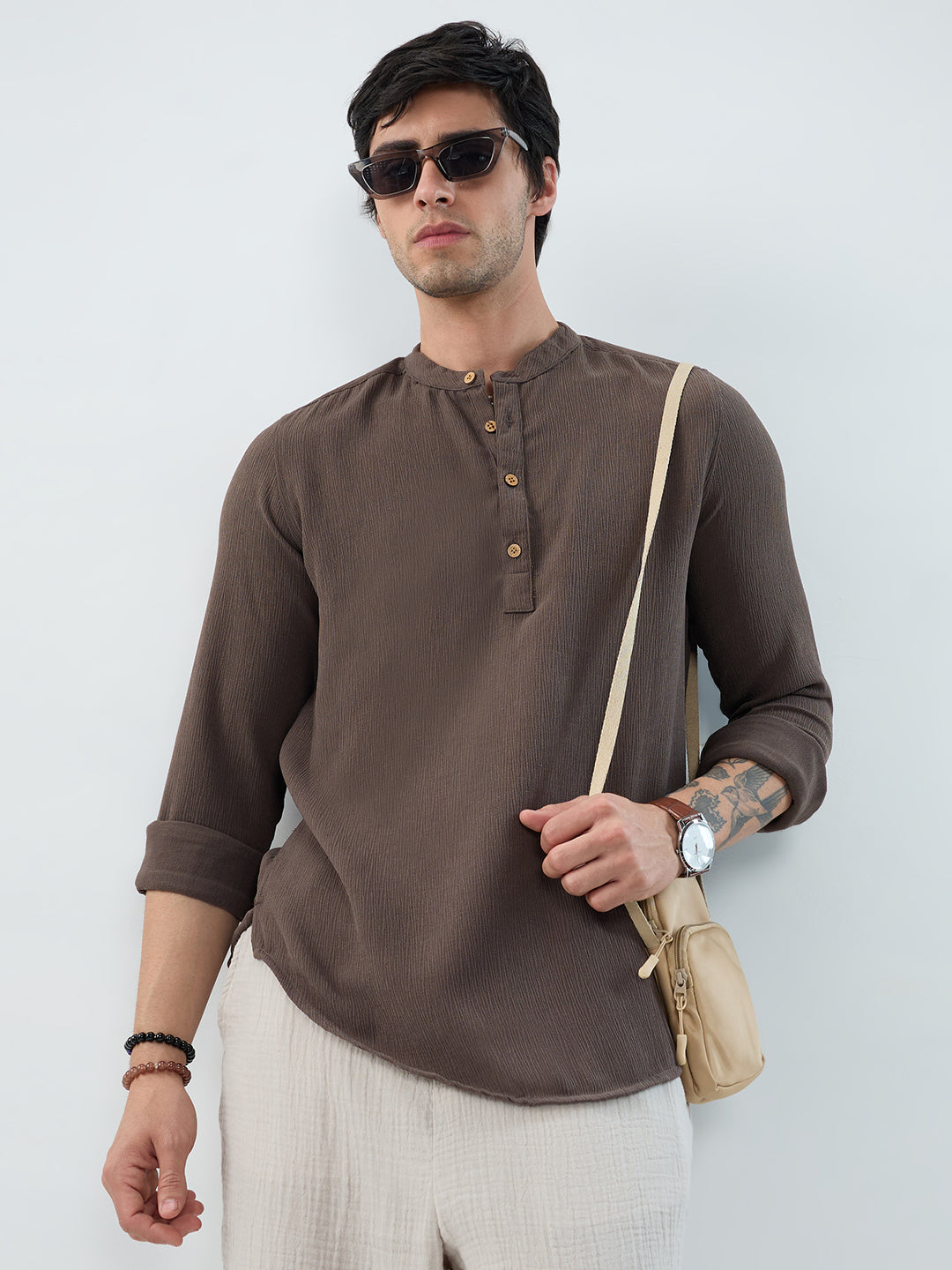 Classic Grey Crinkled Kurta