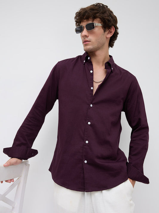 Matte Purple Button-Down Collar Business Shirt