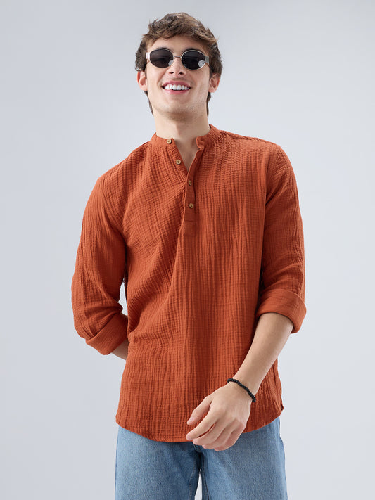 Timeless Rust Double Cloth Kurta