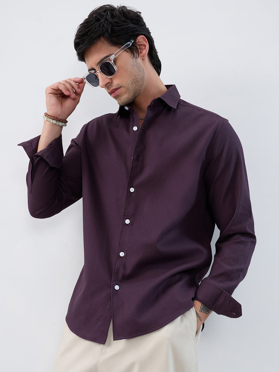 Refined Resin Purple Textured Shirt
