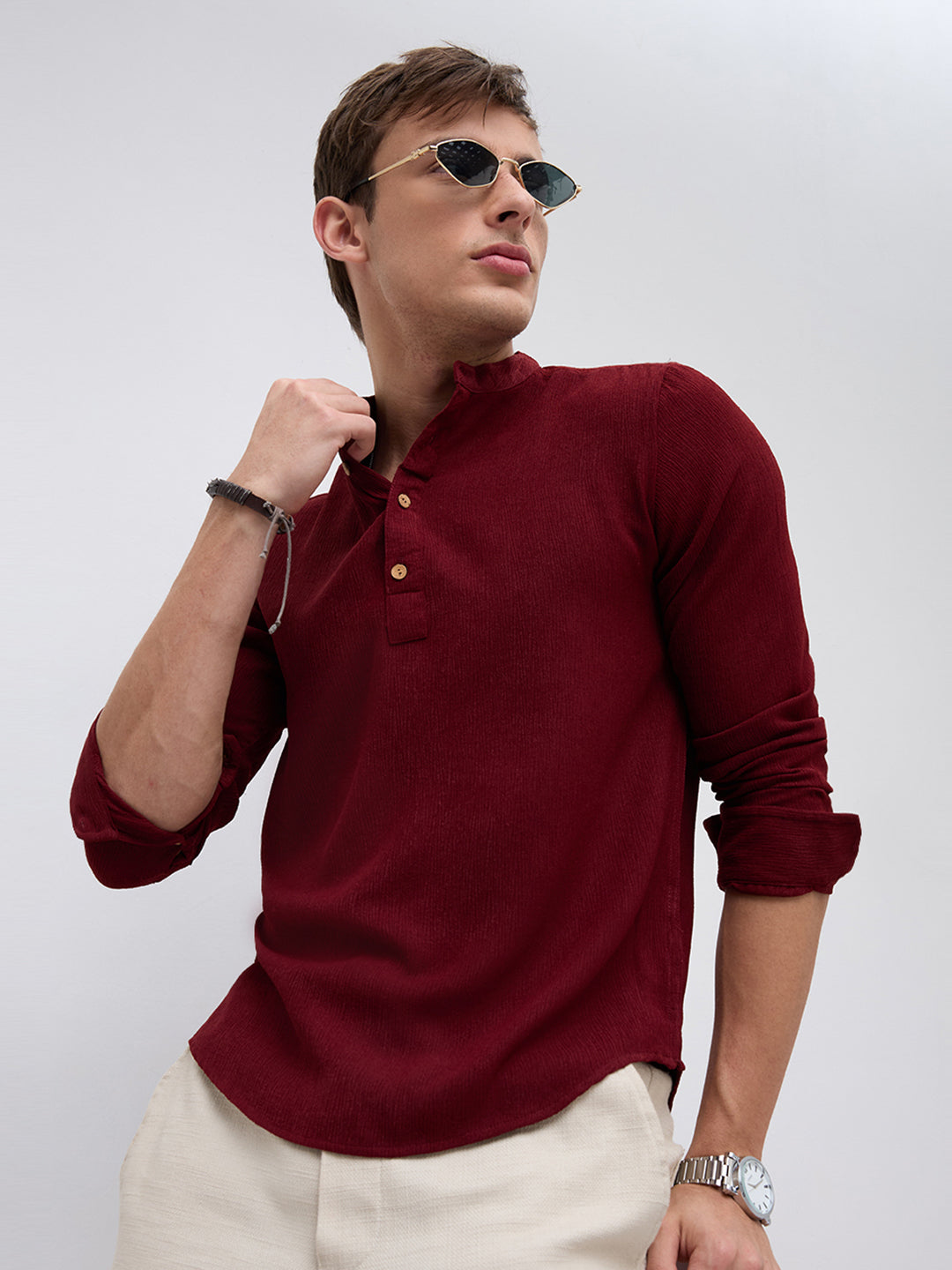 Classic Deep Maroon Crepe Kurta