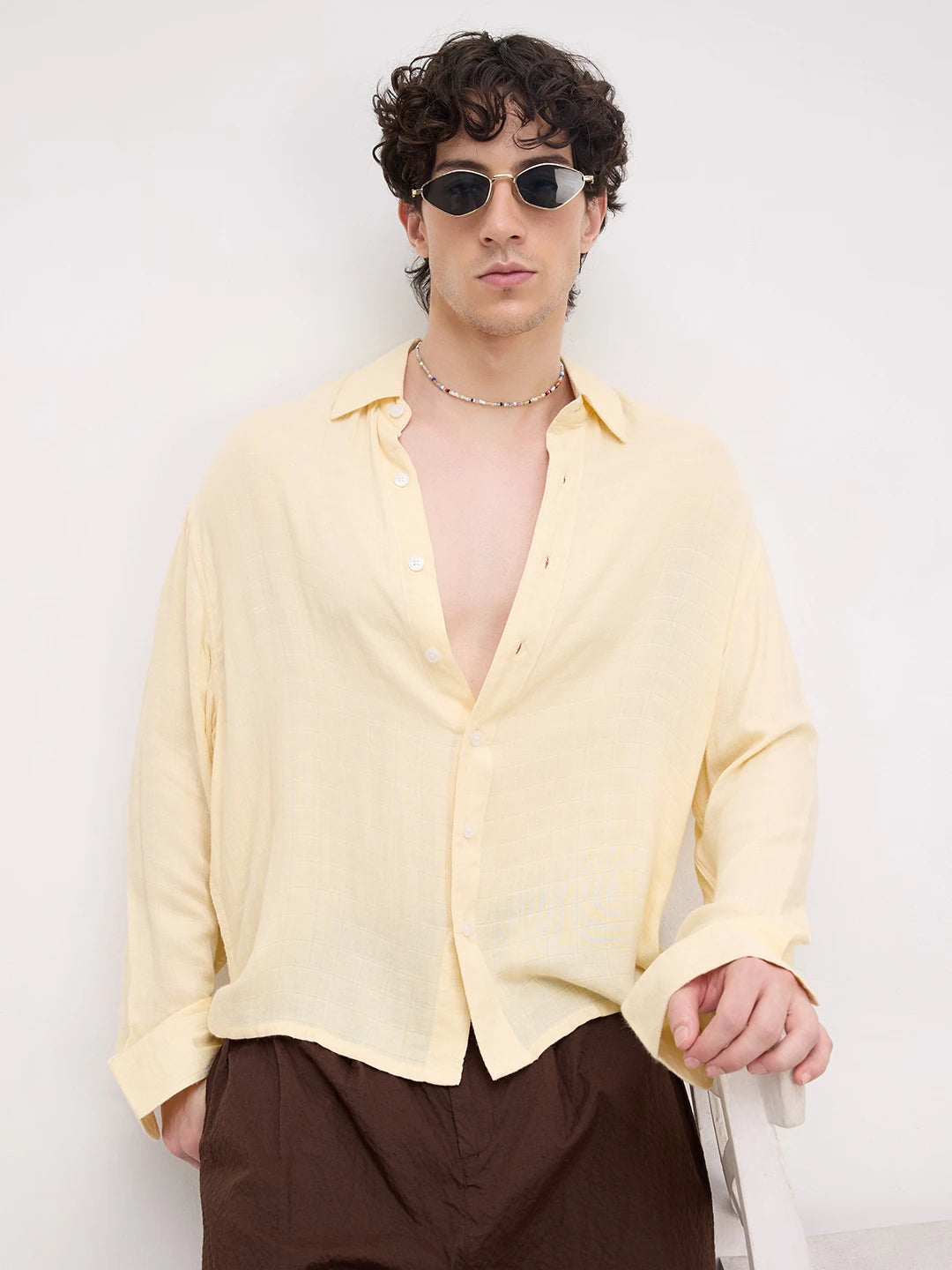 Plush Butter Yellow Airloom Boxy Fit Crop Shirt
