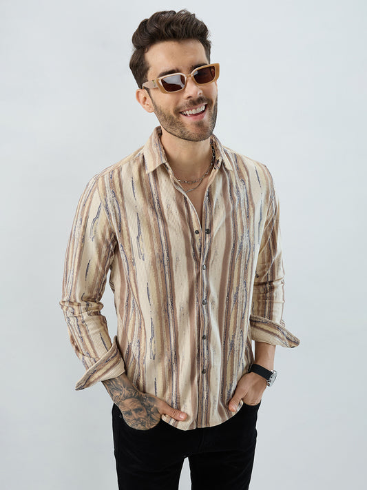 Safari Inspired Beige Corduroy Shirt