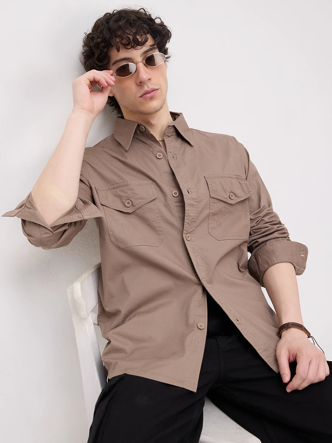 Peanut Brown Double Pocket Overshirt
