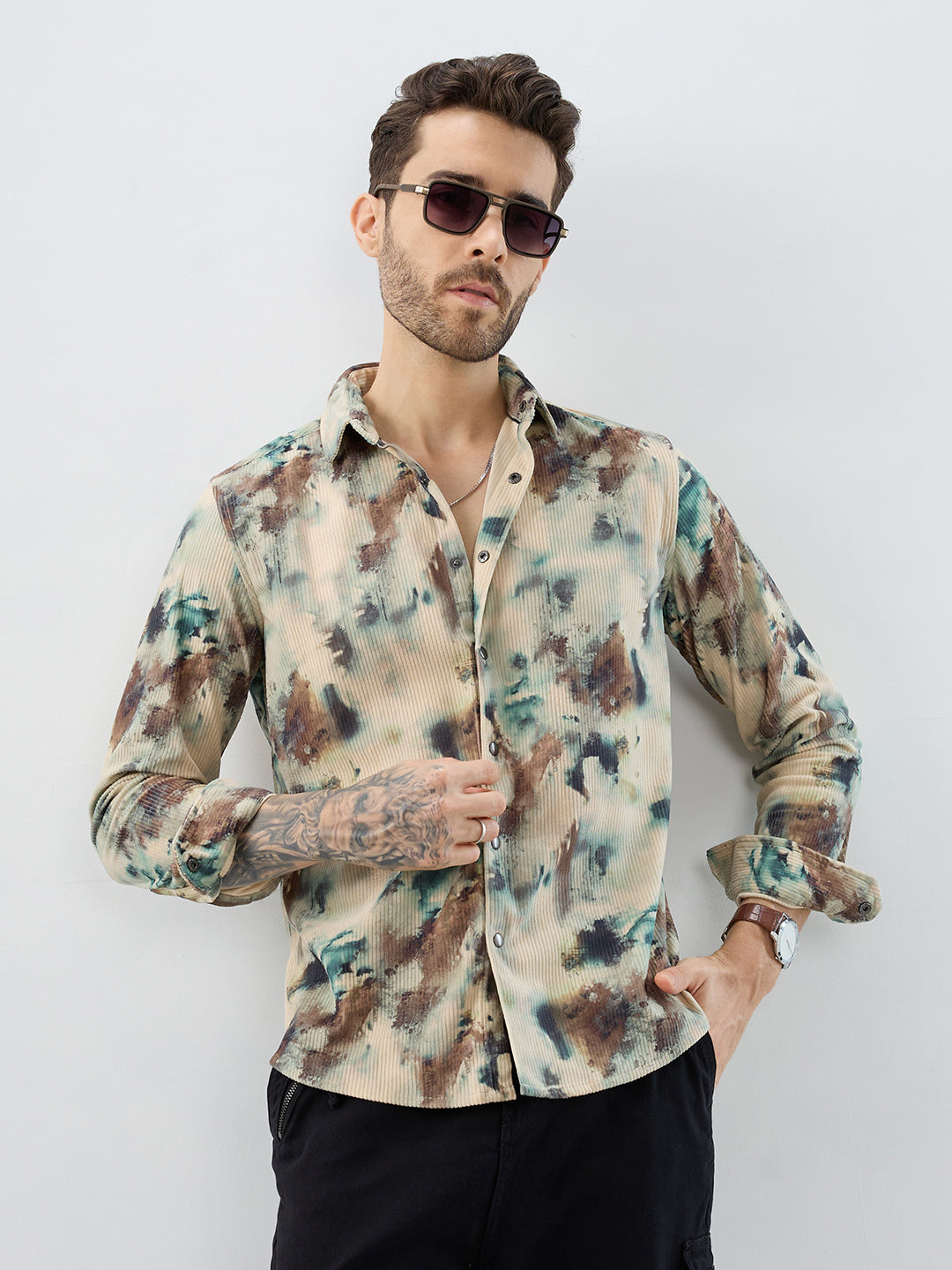 Sand Moss Multi-Tone Corduroy Shirt