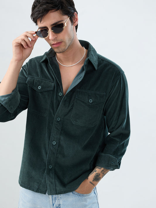 Sacremento Green Corduroy Double Pocket Shirt