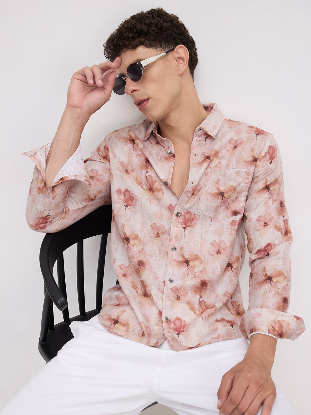 Peachy Pink Floral Vacation Shirt