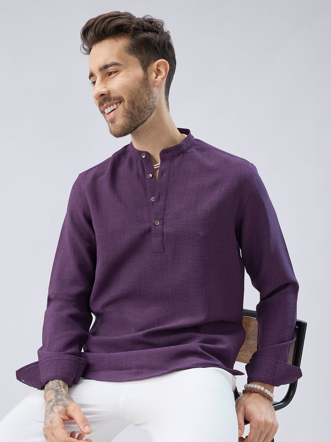 Plum Minimal Textured Kurta