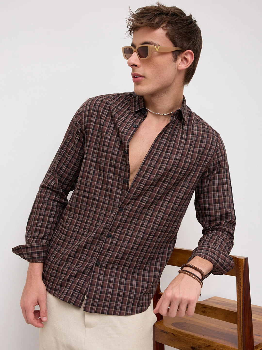 Woodland Brown Plaid Checks Everyday Shirt
