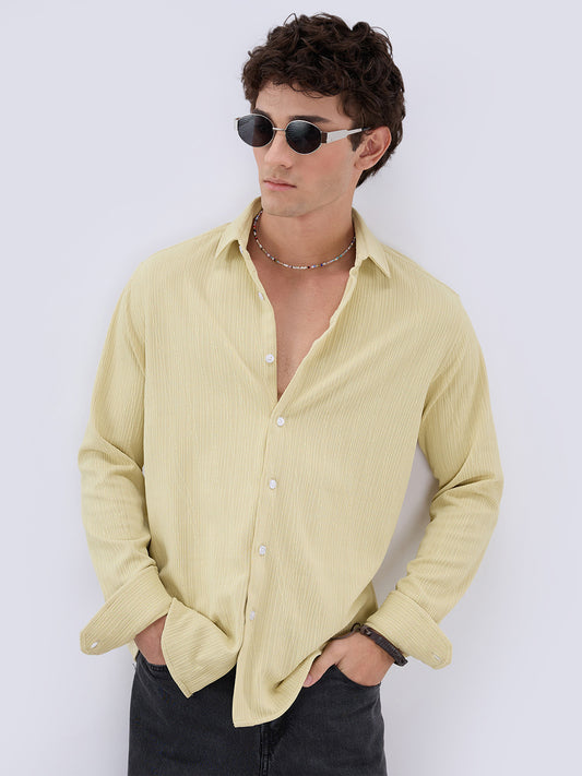 Lemon Yellow Matrix Weave Knitted Shirt
