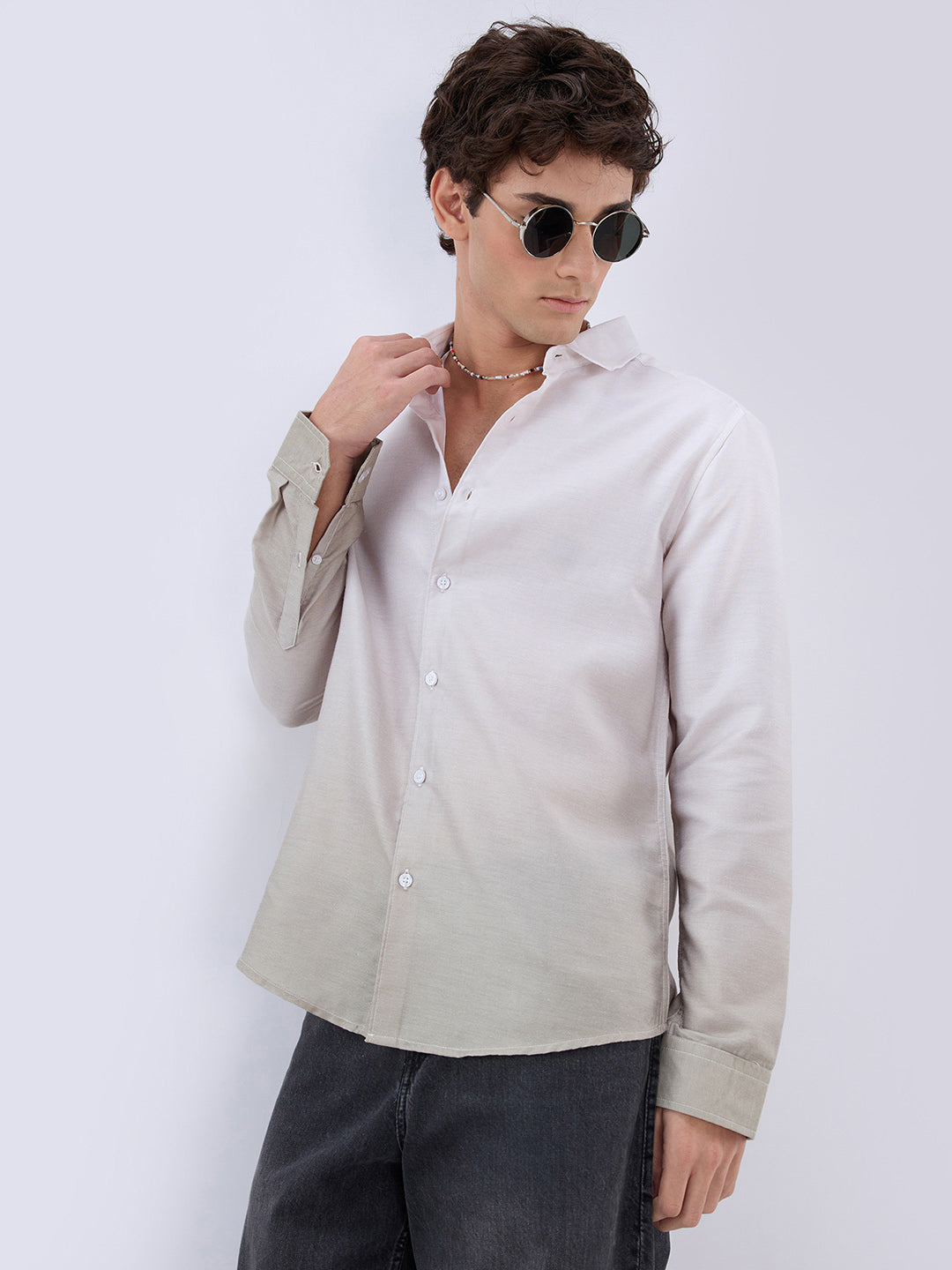 Elegant Pistachio Green Ombre Shirt