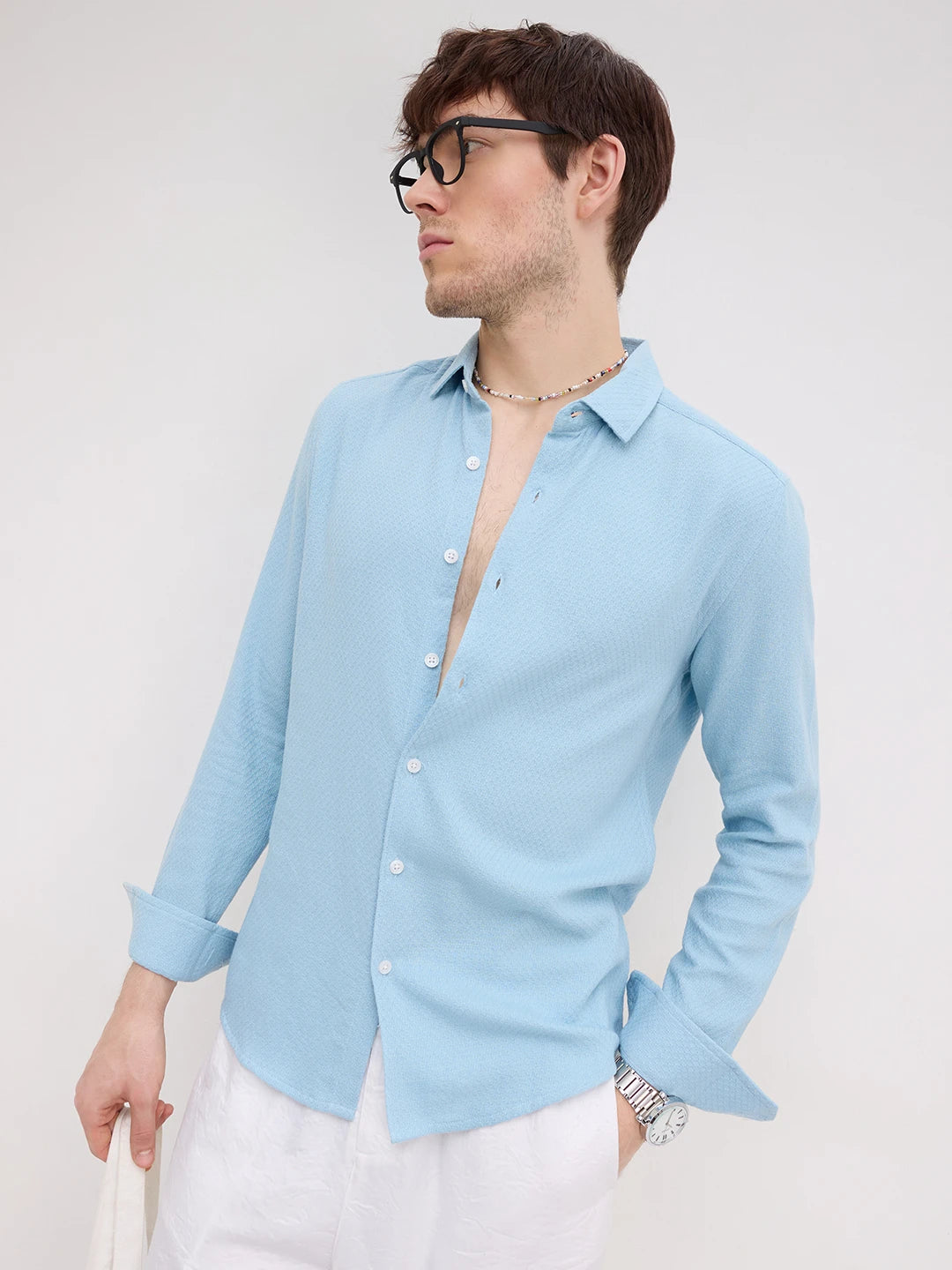 Morning Blues Artisan Weave Textured Shirt