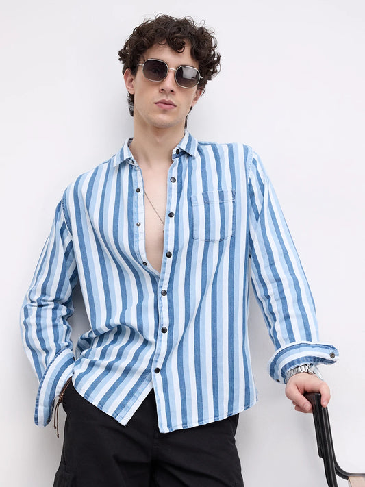 Denim Elegance Regency Stripe Shirt