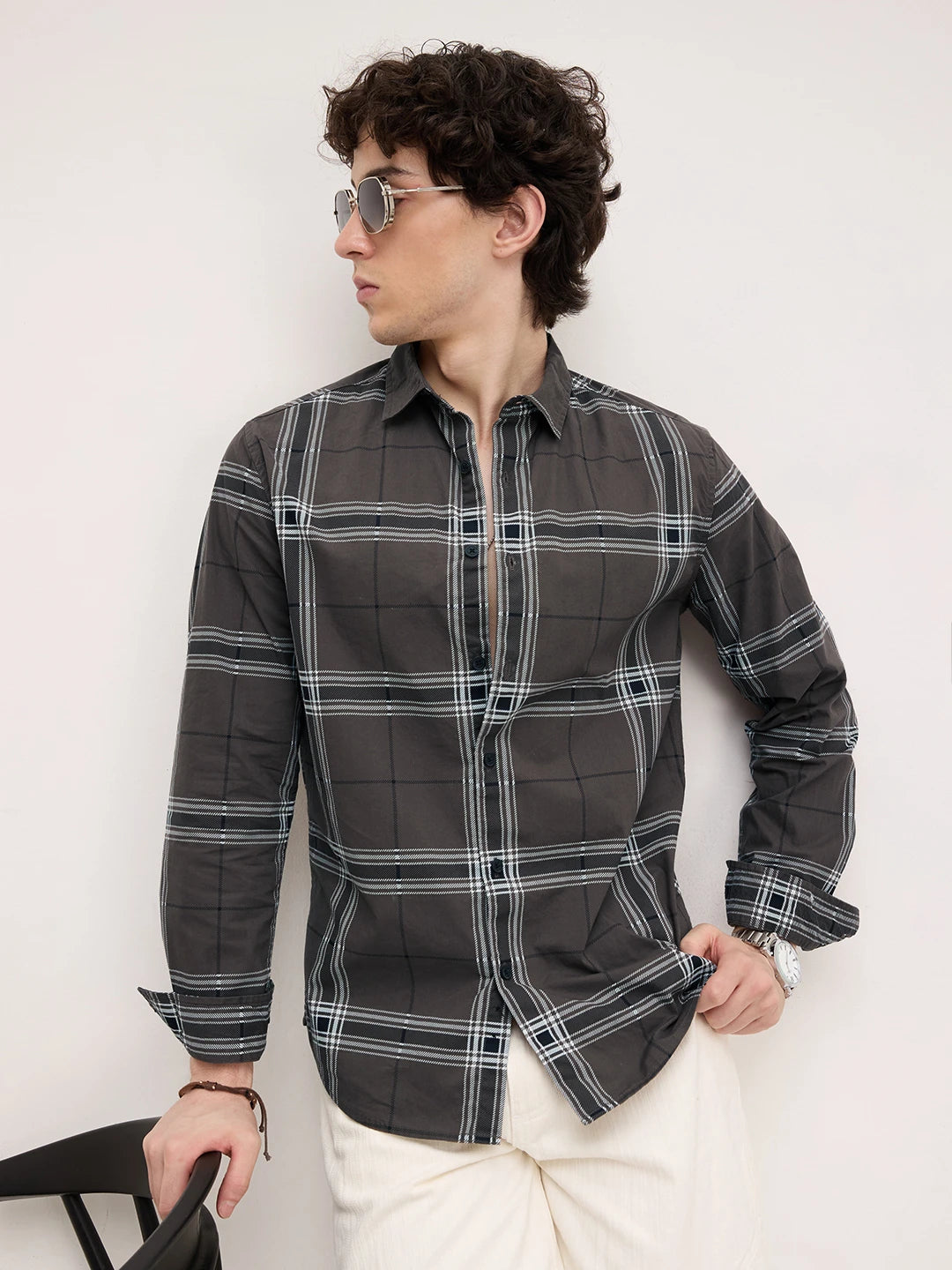 Ash Grey Everyday Plaid Checks Shirt