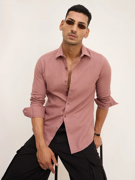 Rouge Pink Interlock Textured Shirt