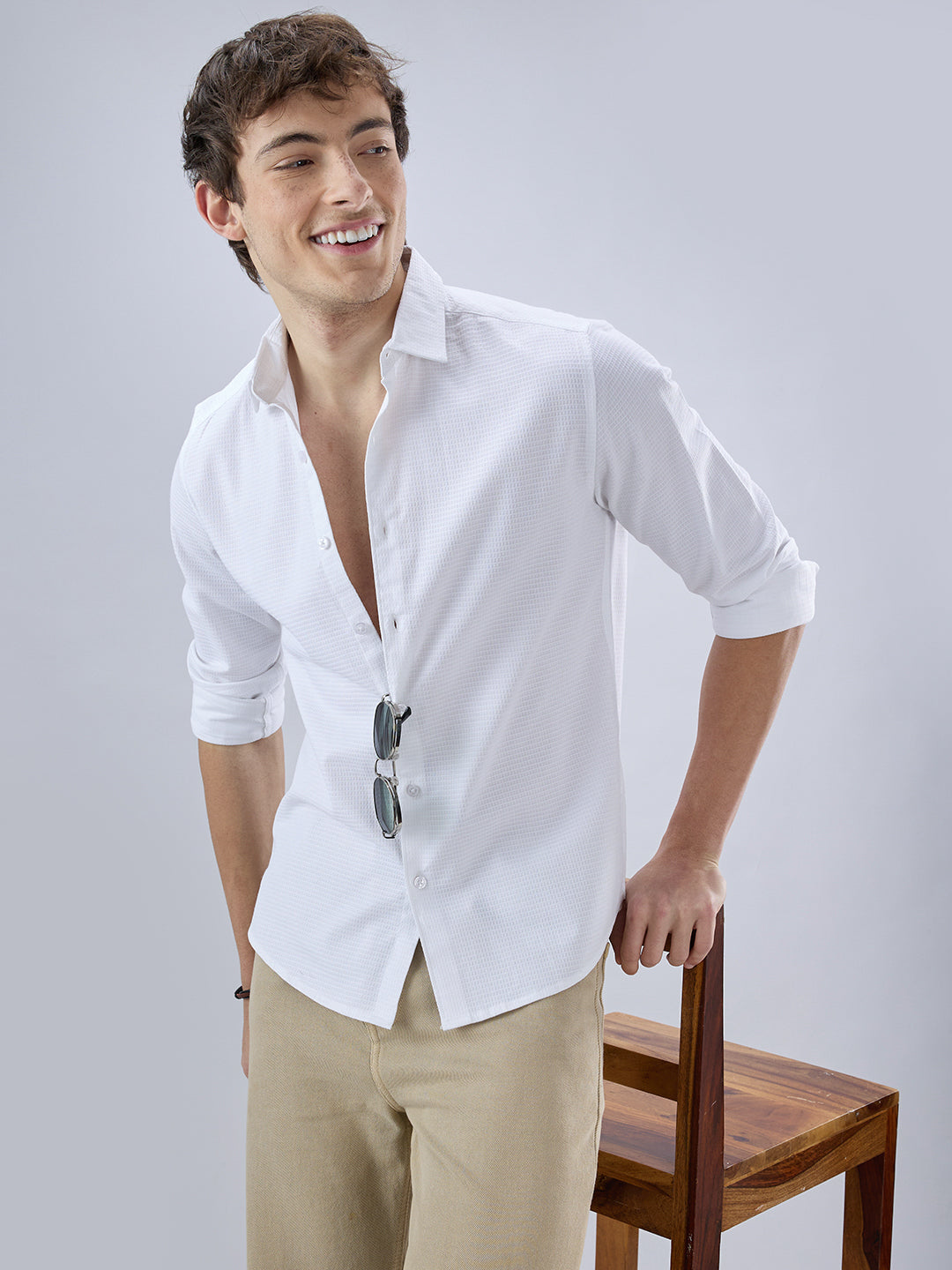 Pearl White Textured Shirt