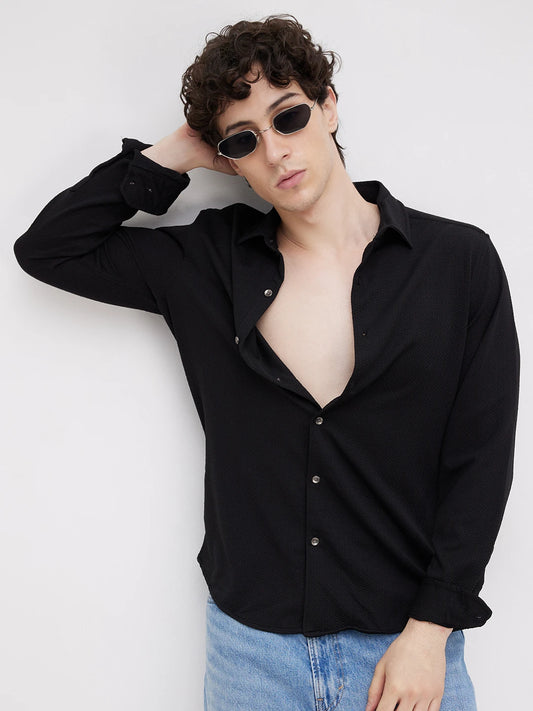 Classic Black Textured Shirt
