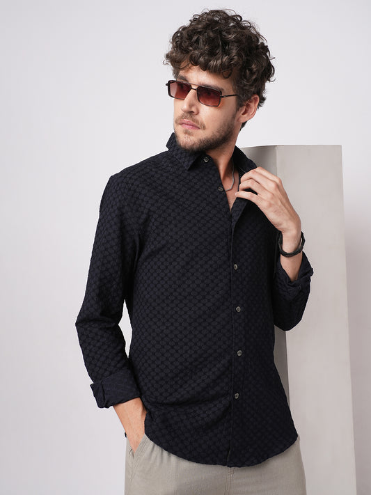 Classic Navy Textured Shirt