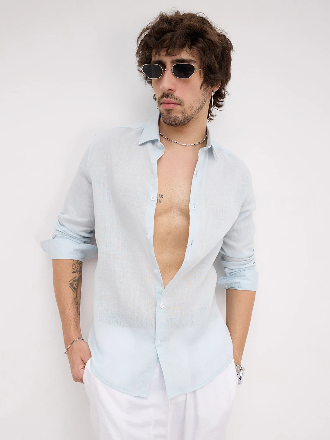 Arctic Blue Fine Textured Lyocell Everyday Shirt