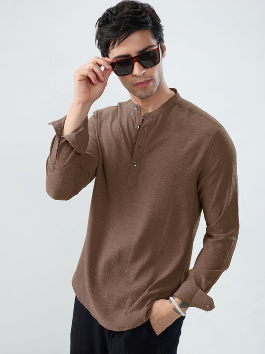 Detailed Ash Grey Jacquard Grace Kurta