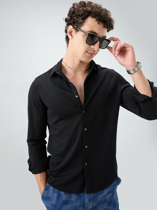 Classic Black Textured Shirt