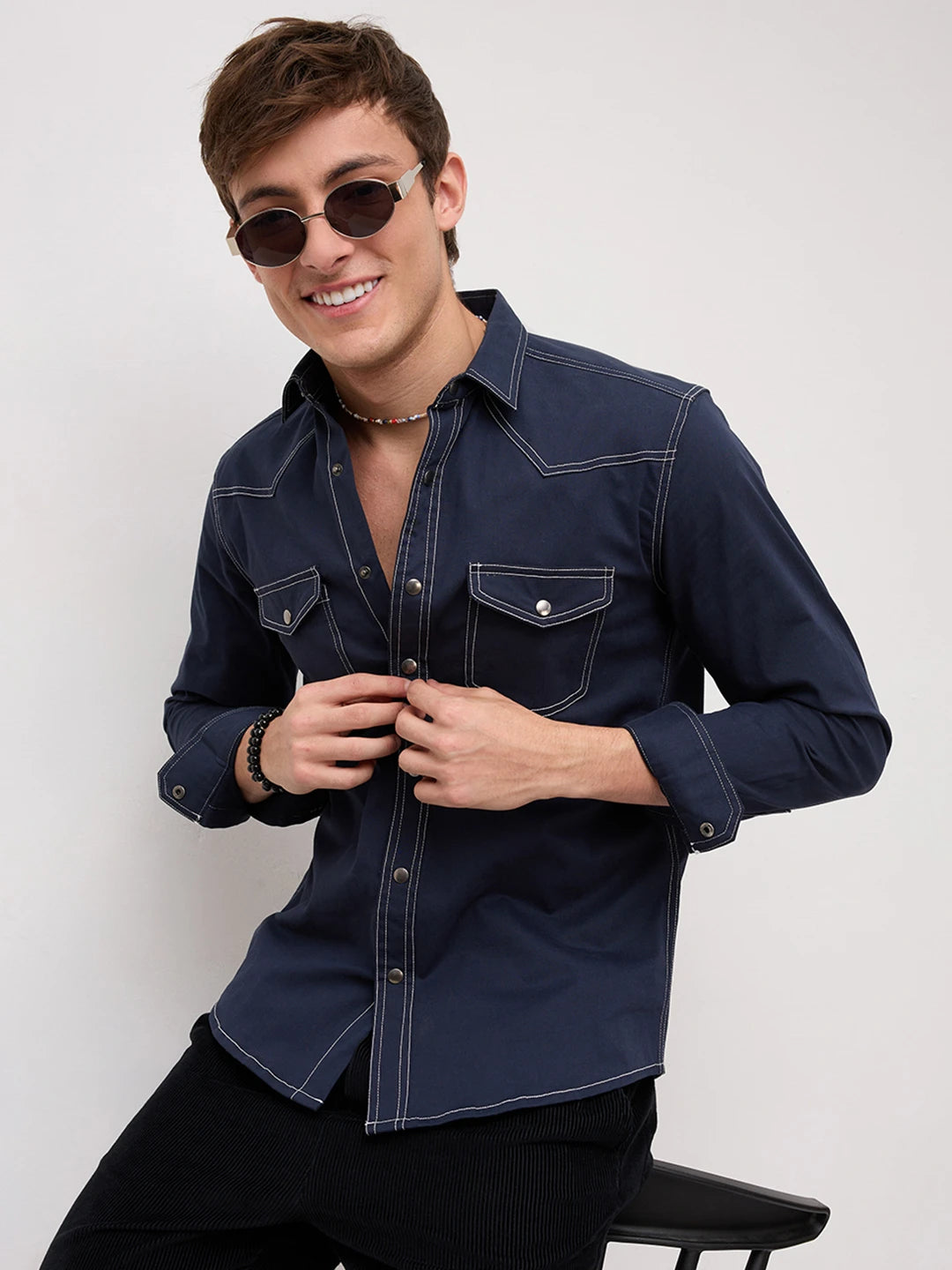 Timeless Deep Navy Twin Pocket Shirt