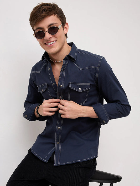 Timeless Deep Navy Twin Pocket Shirt