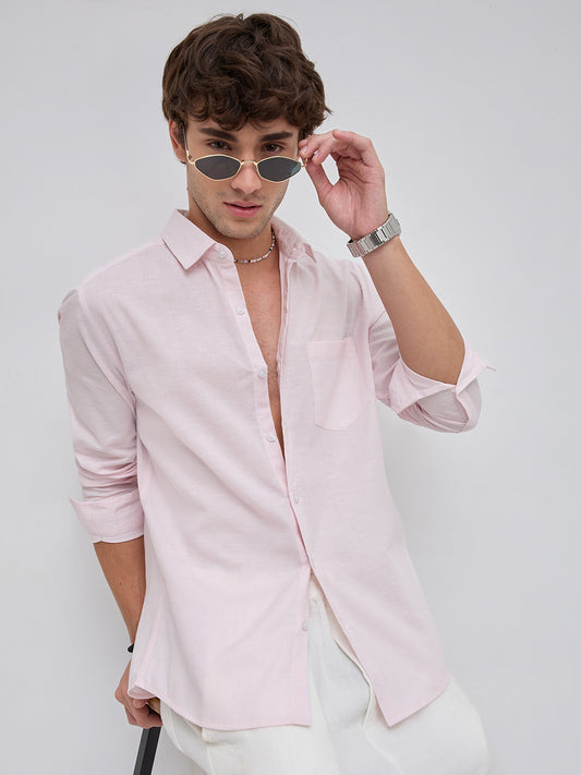 Trendy Lace Pink Fine Textured Shirt