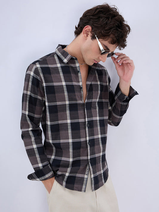 Nocturne Crest Luxe Plaid Black Shirt