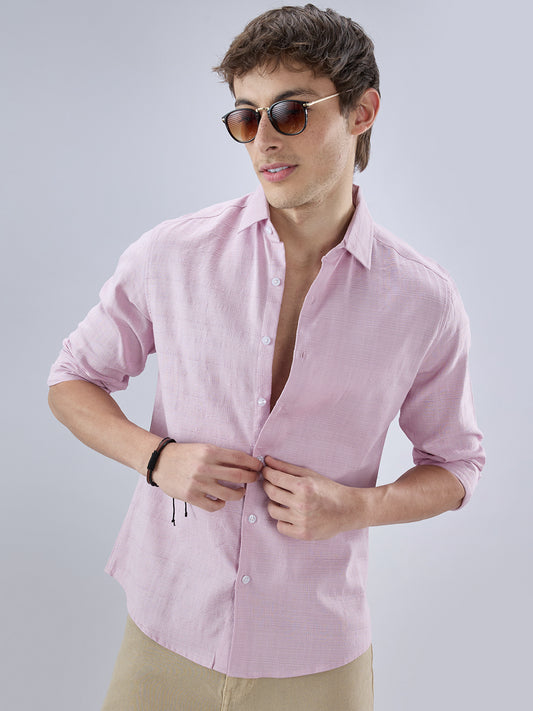 Blush Pink Fine Weave Textured Shirt