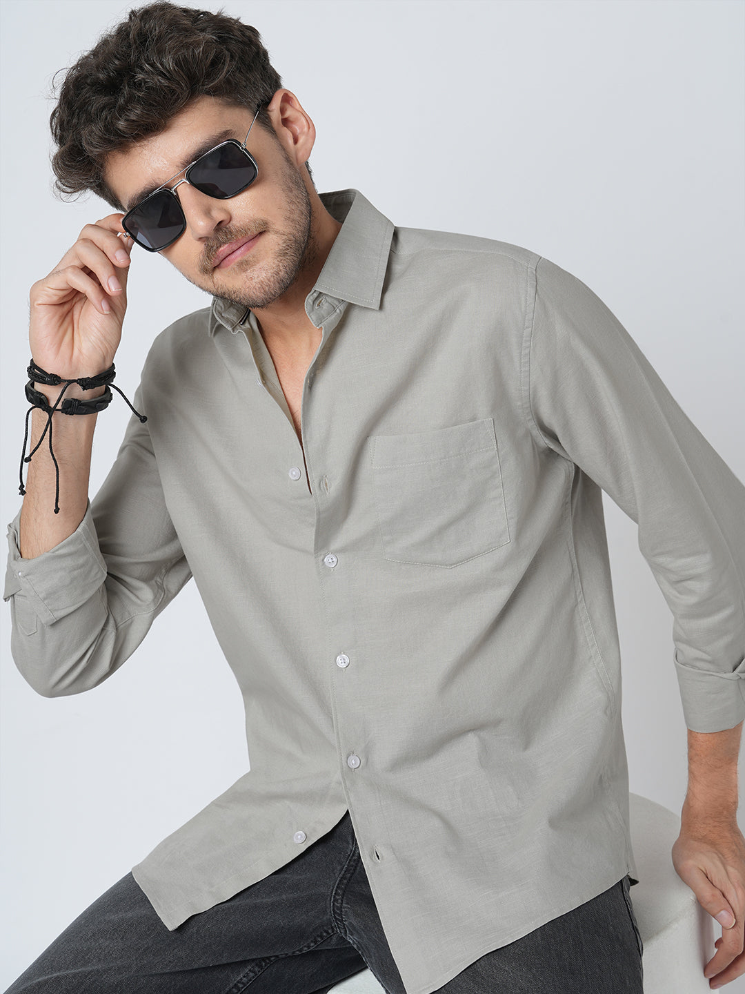 Oyster Grey Slub Shirt