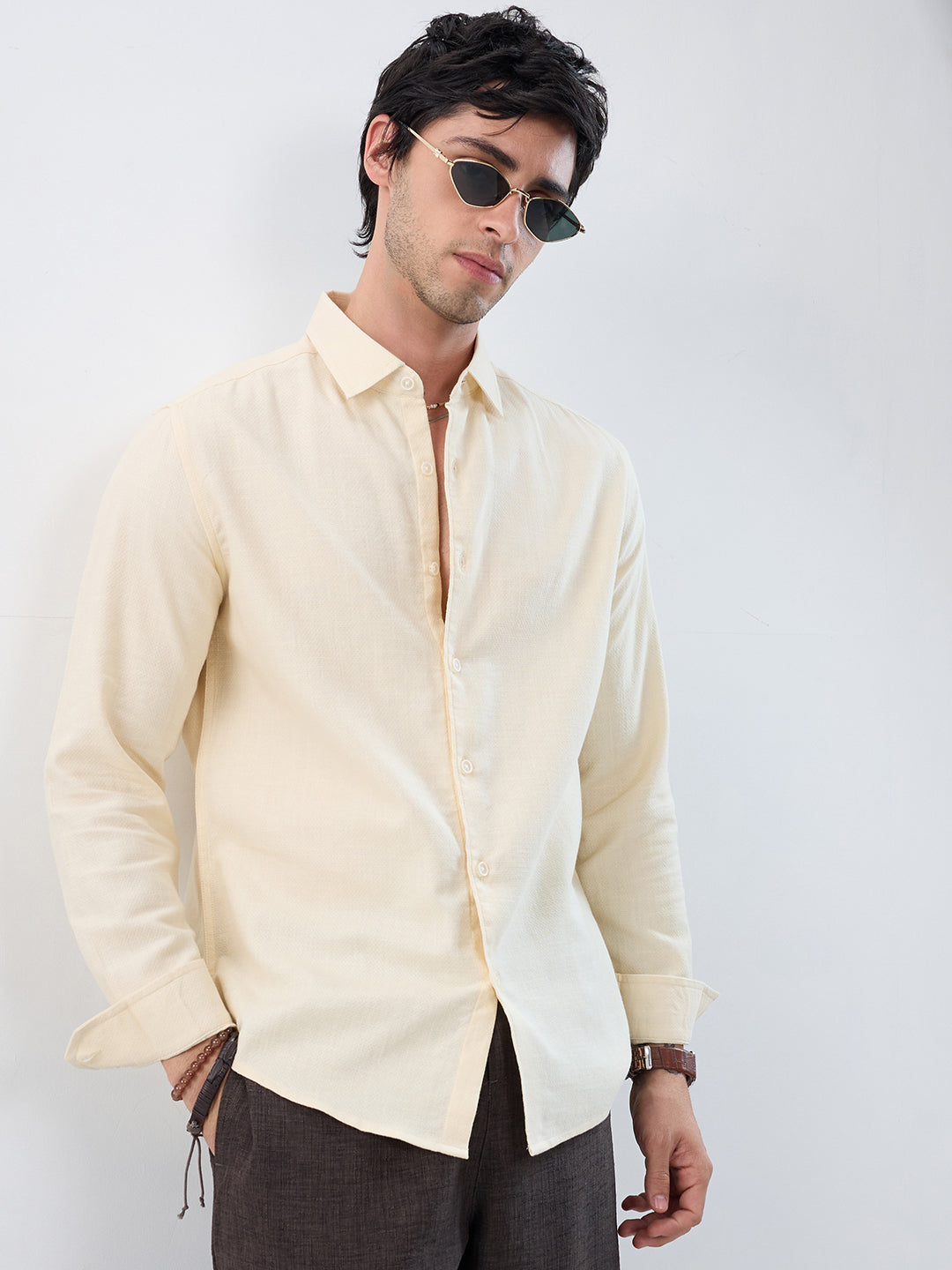 Creamstone Micro-Weave Jacquard Shirt