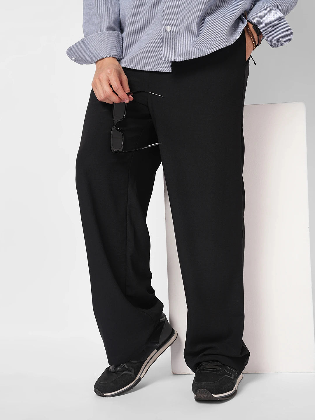 Squelchy Black Wide Leg Trousers