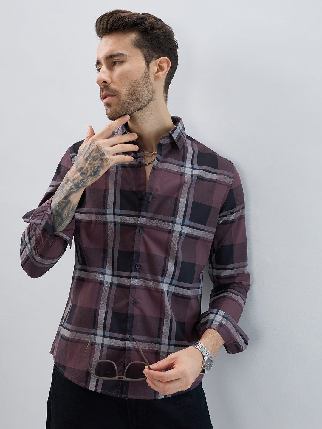 Pecan Brown Checkered Shirt