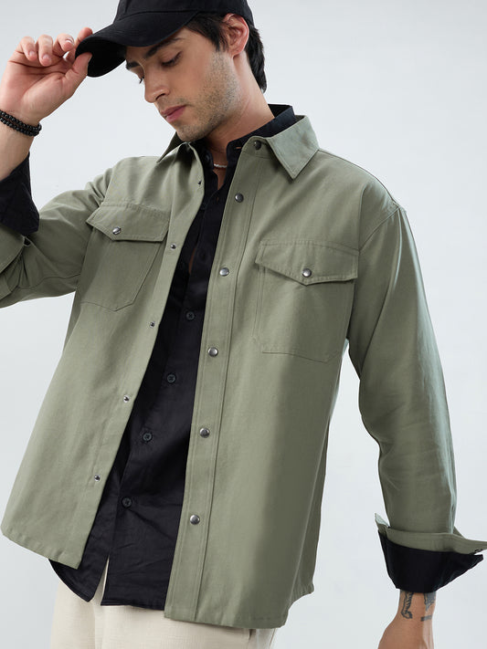 Timeless Olive Double Pocket Overshirt