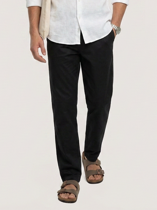 Solid Black Tapered Trousers