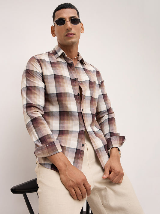 Neutral Multi Tone Textured Checks Shirt