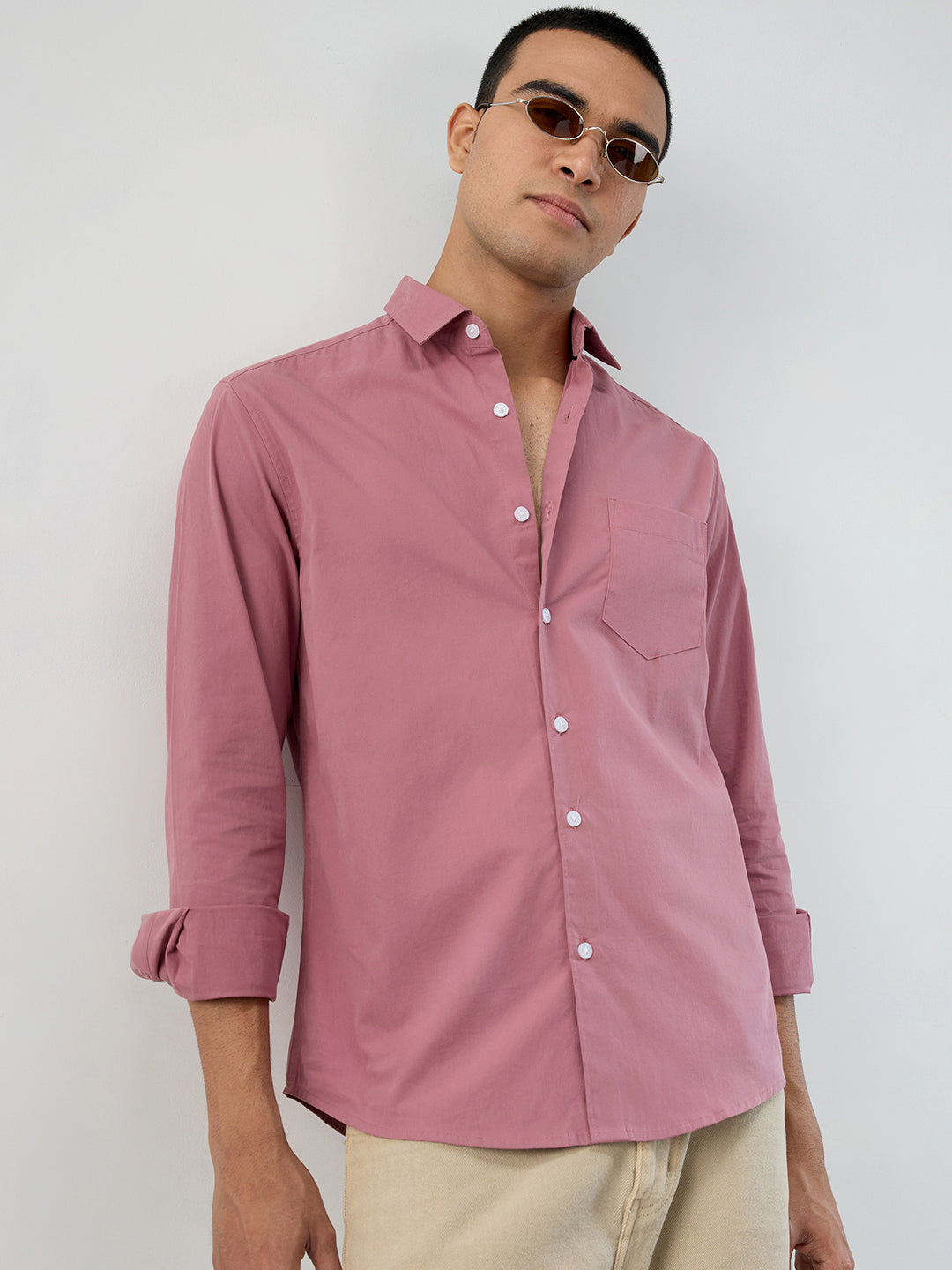 Plush Rouge Pink Peach Finish Poplin Shirt