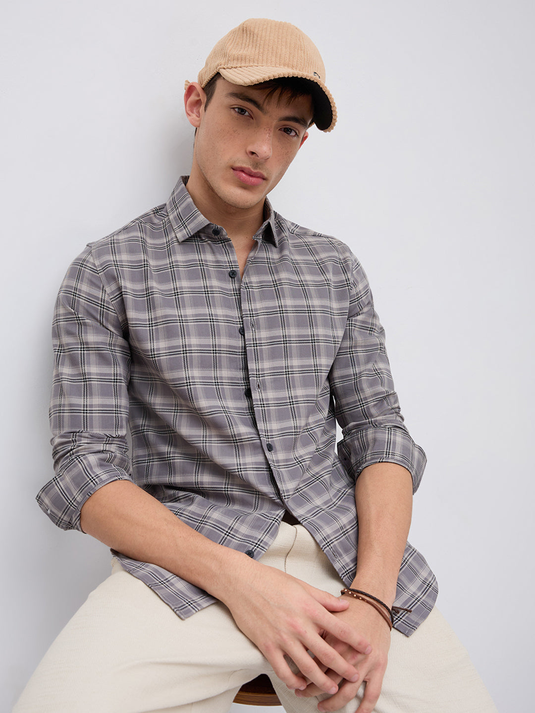 Smokey Ashline Monochrome Vibe Checked Shirt