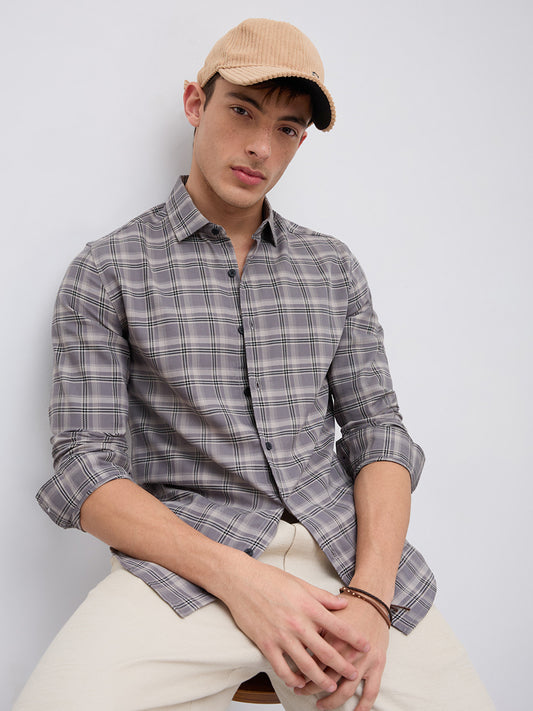 Smokey Ashline Monochrome Vibe Checked Shirt