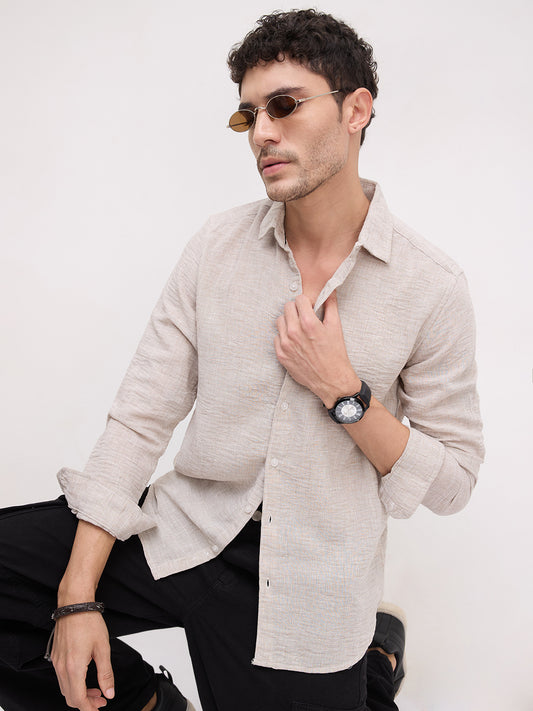 Desert Sand Beige Textured  Shirt