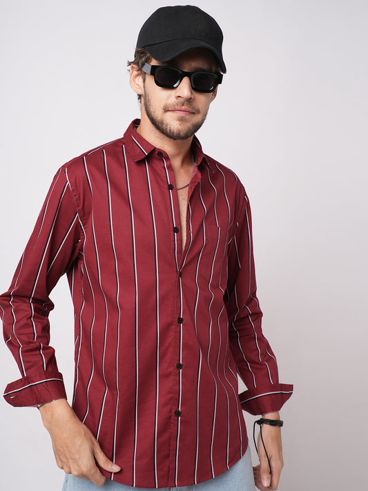 Fire Brick Red Regal Striped Shirt